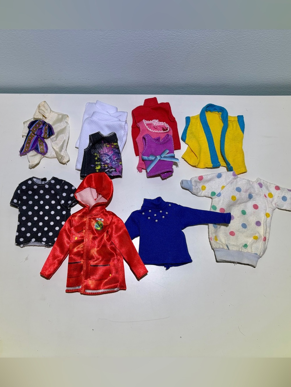 Lot of 12 Vintage Barbie Doll Multicolor Tops & Jackets